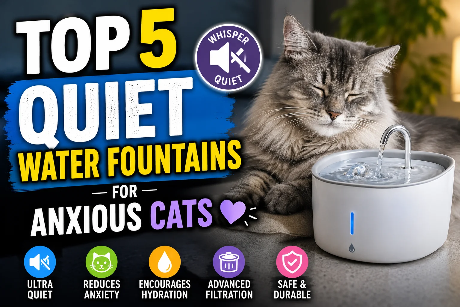 Top 5 Quiet Water Fountains for Anxious Cats