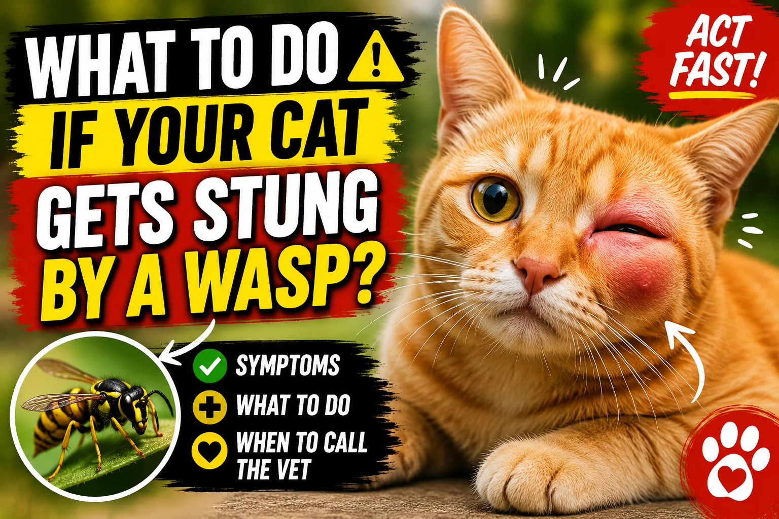 What to do if your cat gets stung by a wasp?