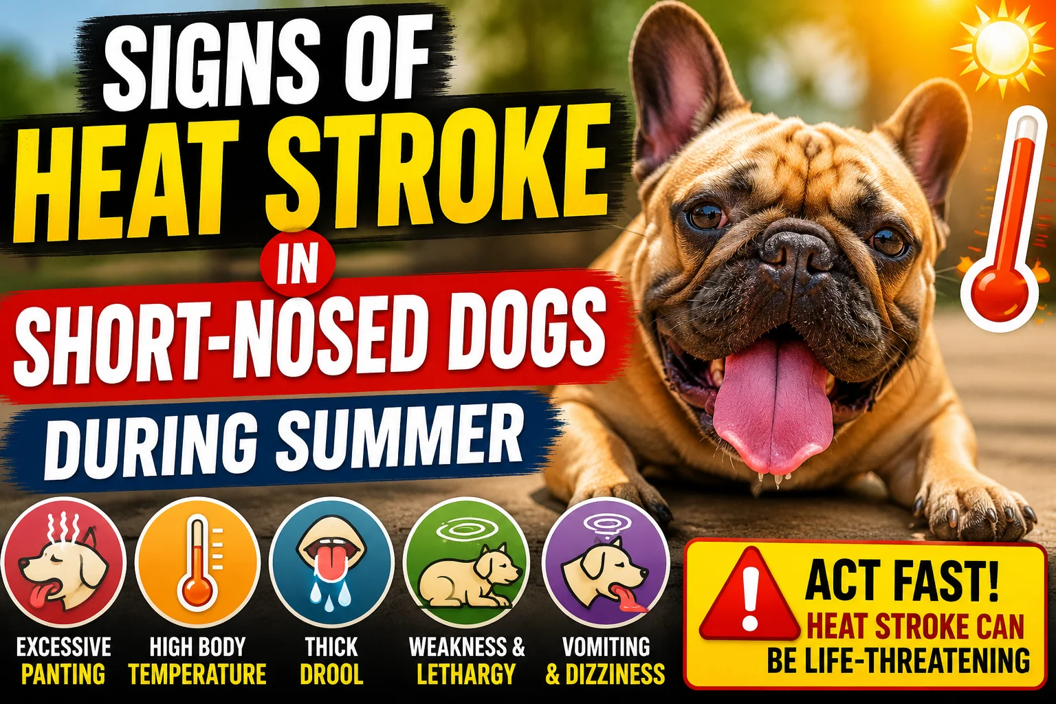 Signs of Heat Stroke in Short-Nosed Dogs During Summer