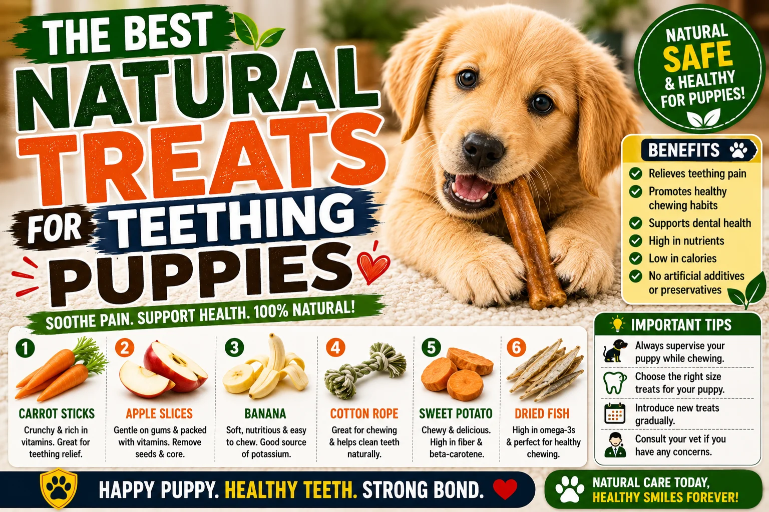 The Best Natural Treats for Teething Puppies 2026