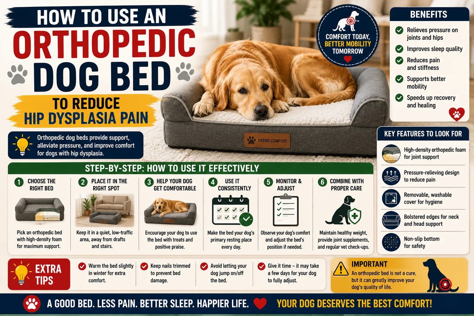 How to Use an Orthopedic Dog Bed to Reduce Hip Dysplasia Pain