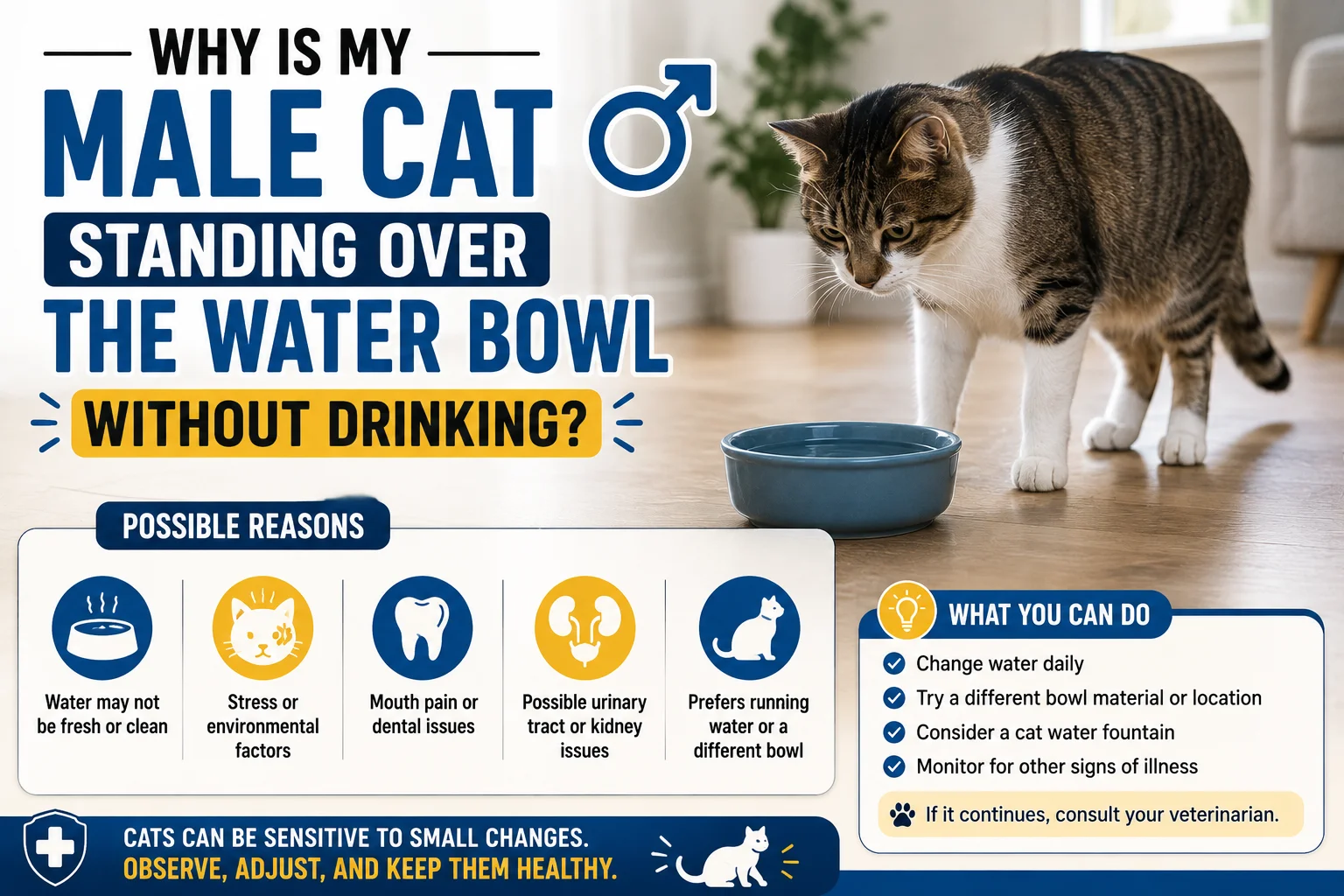 Why Is My Male Cat Standing Over the Water Bowl Without Drinking