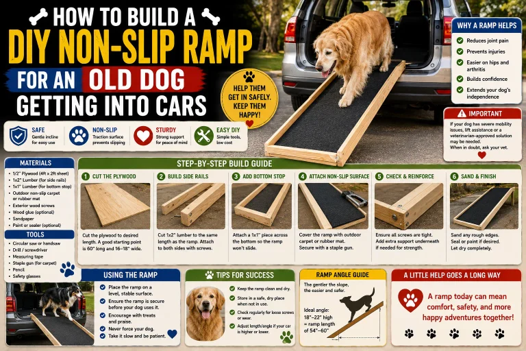 How to Build a DIY Non slip Ramp for an Old Dog Getting into Cars