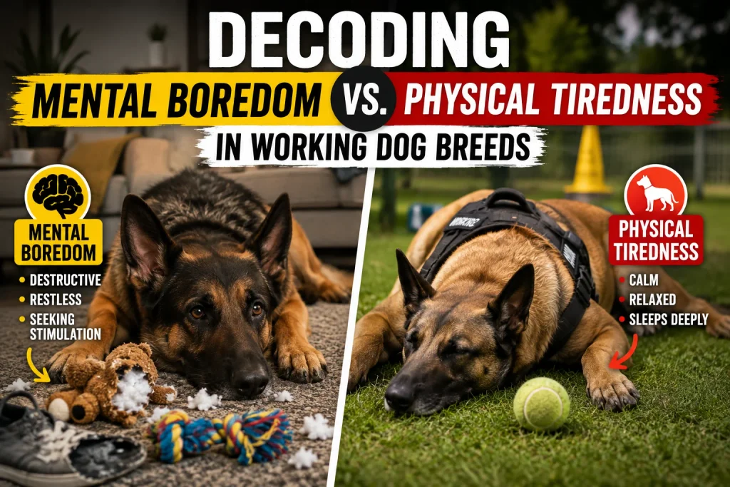 Decoding Mental Boredom vs. Physical Tiredness in Working Dog Breeds