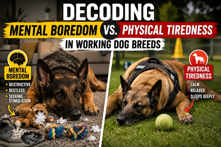 Decoding Mental Boredom vs. Physical Tiredness in Working Dog Breeds